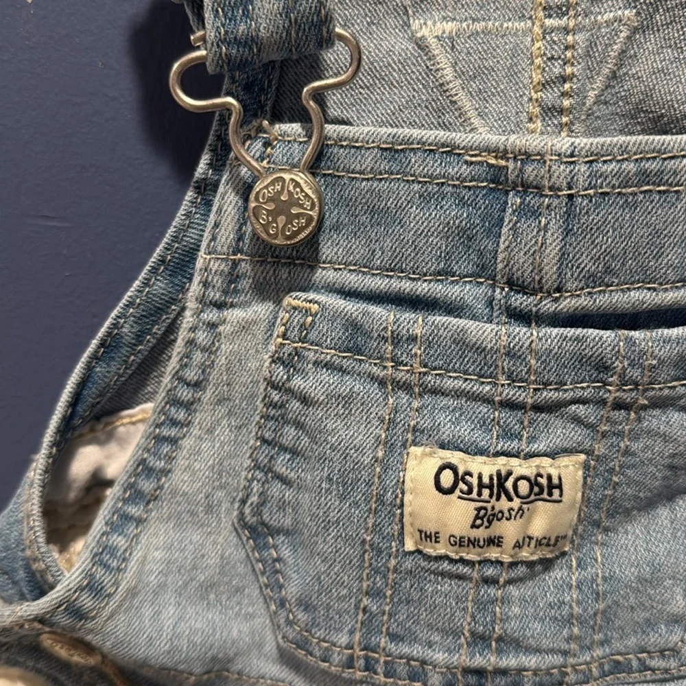 Oshkosh B'gosh Baby Girl Overall Dress 12 Months Denim And White Eyelet Skirt